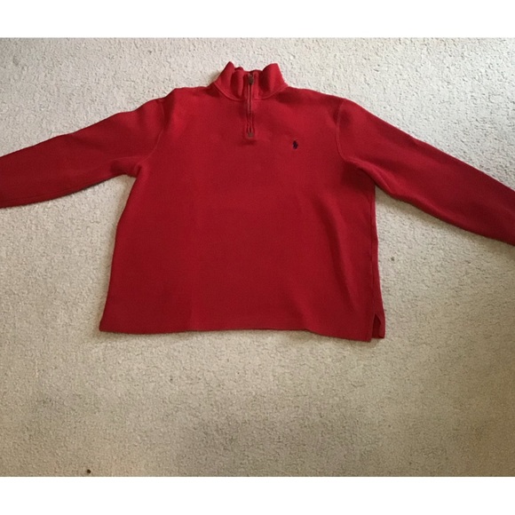 Polo Ralph Lauren Mens quarter zip cotton sweater red size large VGC - Picture 1 of 3
